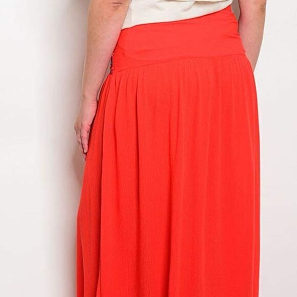 Plus Size Red Boho High Waist Lightweight Maxi Skirt 1X - Picture 3 of 3